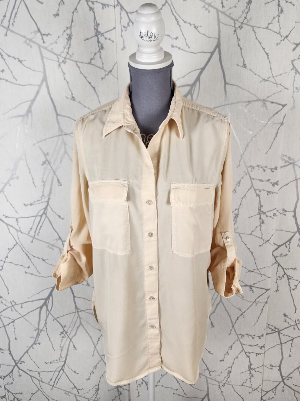 The Group Babton Cream 100% Tencel Button Front Utility Shirt